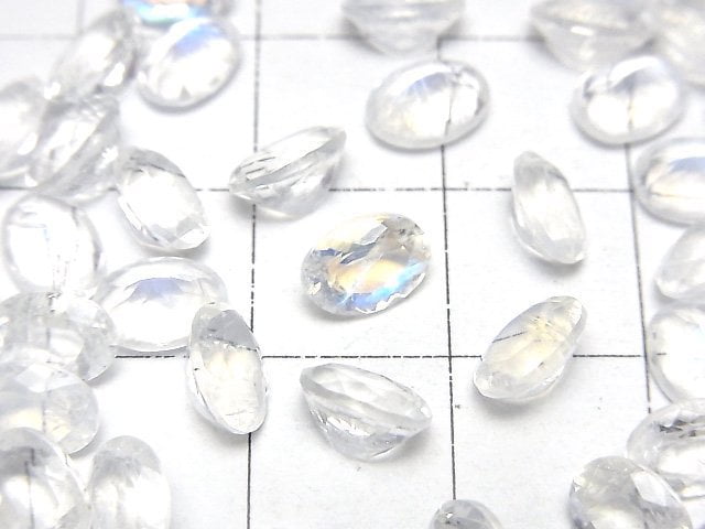 高品質彩虹月光石 AAA 裸石 橢圓刻面 7x5公釐 3顆