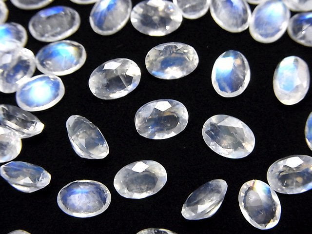 Hohe Qualität Regenbogen-Mondstein AAA lose Steine oval facettiert 7x5mm 3 Stück