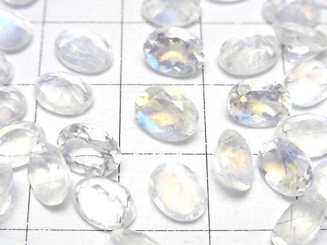 高品質彩虹月光石 AAA 橢圓刻面裸石 8x6mm 2顆