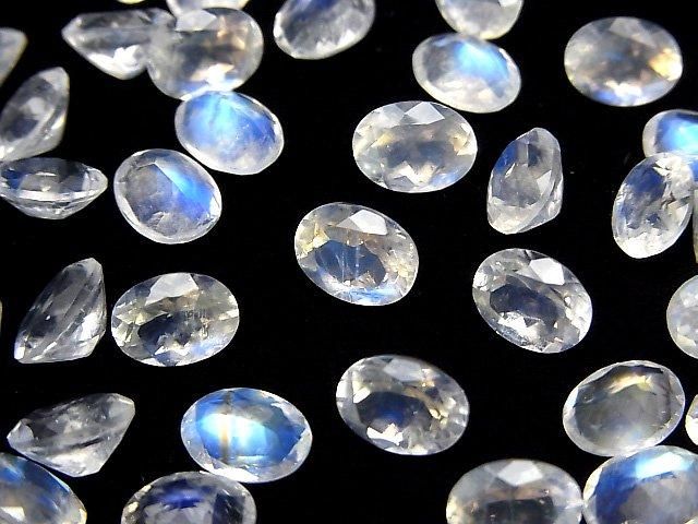 Hohe Qualität Regenbogen-Mondstein AAA lose Steine oval facettiert 8x6mm 2 Stück
