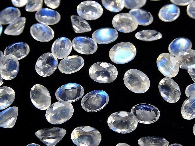 Hohe Qualität Regenbogen-Mondstein AAA lose Steine oval facettiert 8x6mm 2 Stück