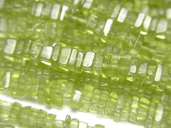 [Video]High Quality Peridot AA++ Square Roundel (disc) half or 1strand beads (aprx.15inch/38cm)