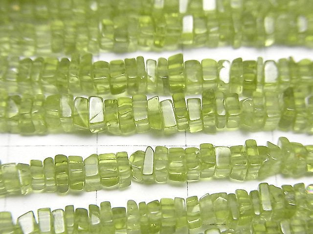 AA++級高品質橄欖石方形刻面算盤珠/碟珠半串或1串(約15英吋/38公分)