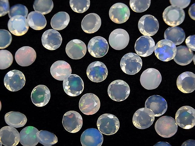 Hochwertiger äthiopischer Opal AA++ Lose Stein Rund facettiert 6x6mm 5 Stück