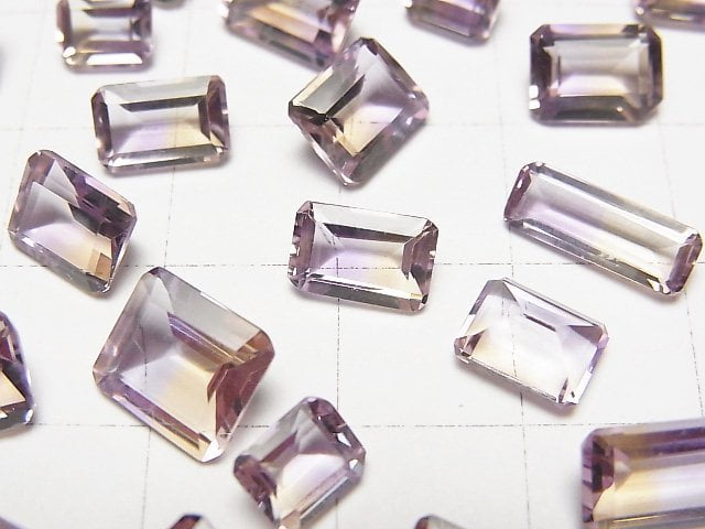 高品質紫黃晶 AAA 級裸石 矩形刻面 尺寸混合 5顆
