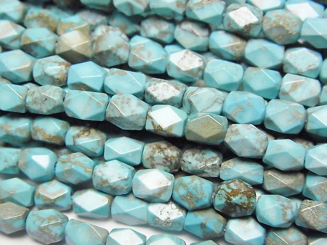 菱鎂礦綠松石長方刻面管珠 5x4x4mm 一串 (約14英吋/34公分)