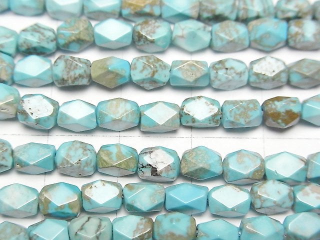 菱鎂礦綠松石長方刻面管珠 5x4x4mm 一串 (約14英吋/34公分)