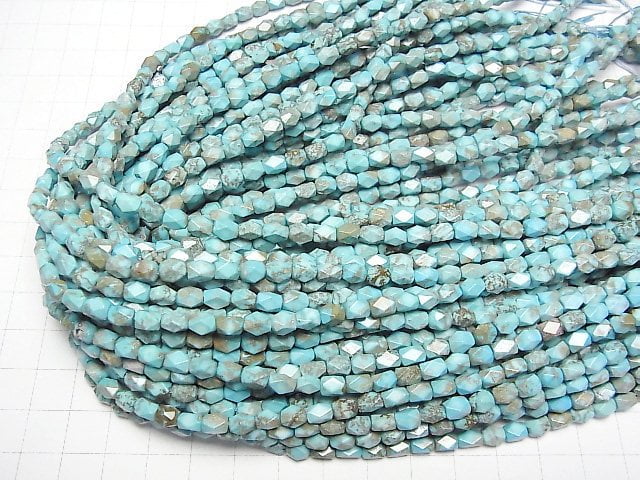 Magnesit-Türkis Rechteck Facettiert Röhren 5x4x4mm 1Strang Perlen (ca. 14inch/34cm)
