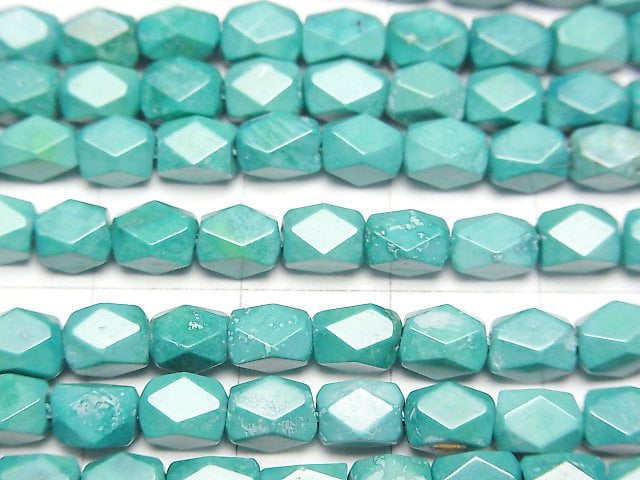 菱鎂礦綠松石長方刻面管珠 6x5x5mm 1串珠子 (約15英吋/36公分)
