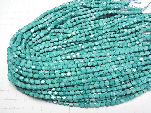 Magnesite Turquoise Rectangle Faceted Tube 6x5x5mm 1strand beads (aprx.15inch/36cm)