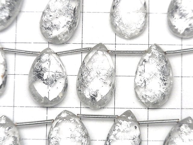 雙層水晶 AAA 刻面梨形銀珠 1 串 (約 7 吋/18 公分)