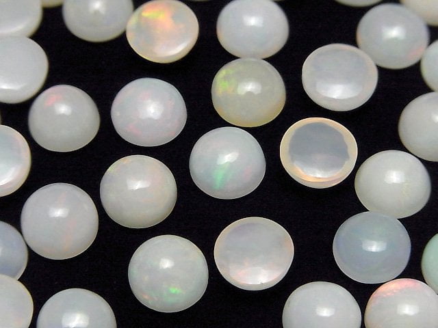 Hochwertiger äthiopischer Opal AA++ Rund Cabochon 8x8mm 2Stück