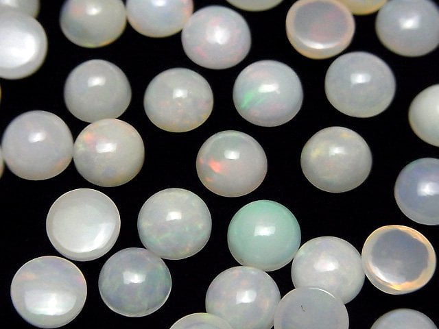 Hochwertiger äthiopischer Opal AA++ Rund Cabochon 8x8mm 2Stück