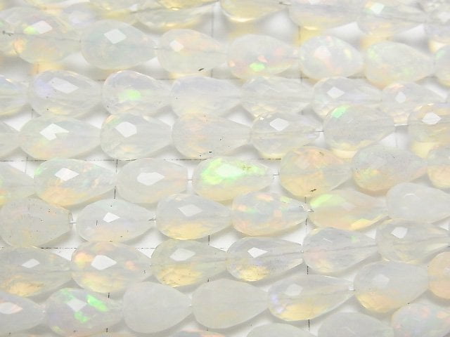 高品質衣索比亞蛋白石 AAA 垂直孔刻面水滴半串或 1 串珠子 (約15英吋/38公分)