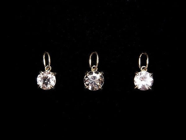 [Video] [Japan] High Quality Morganite AAA Round Faceted 4x4x3mm Pendant [K10 Yellow Gold] 1pc