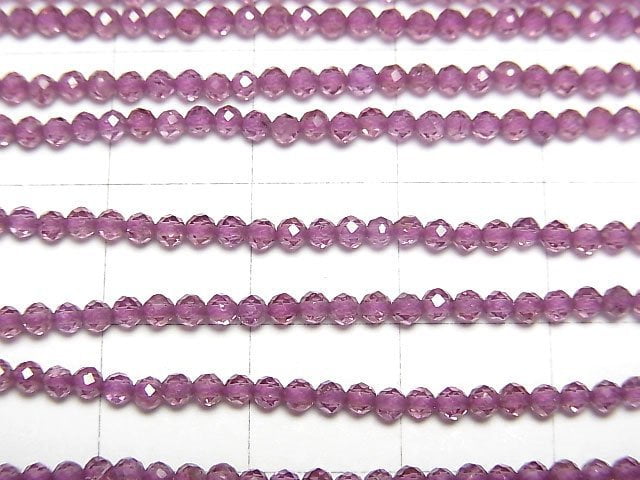 高品質!石榴石 AAA 切面圓形 2mm 1串珠子(約12英吋/30公分)