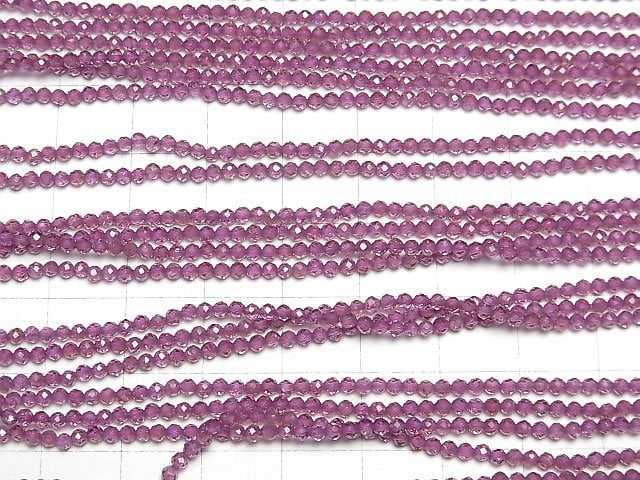 Hochwertig! Rhodolith Granat AAA Facettiert Rund 2mm 1Strang Perlen (ca. 12inch/30cm)