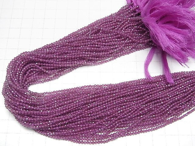 Hochwertig! Rhodolith Granat AAA Facettiert Rund 2mm 1Strang Perlen (ca. 12inch/30cm)