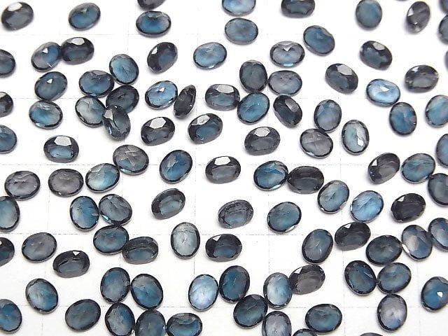 Hochwertiger Londonblauer Topas AAA loser Stein oval facettiert 5x4x2mm 5 Stück