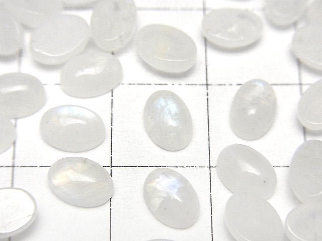 彩虹月光石 AA+ 橢圓素面切工 7x5mm 10顆