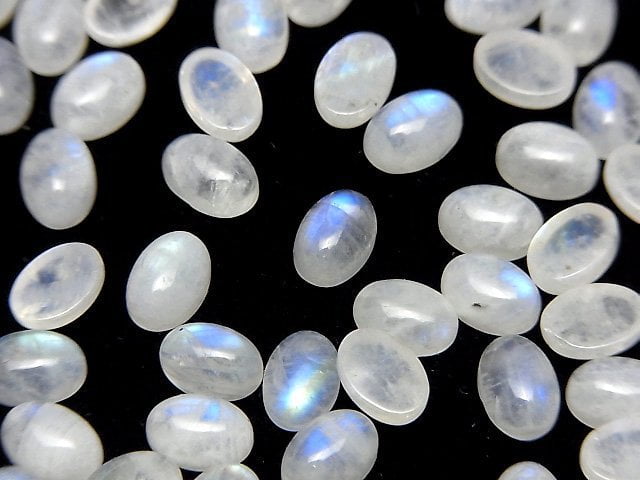 Regenbogenmondstein AA+ ovaler Cabochon 7x5mm 10 Stück