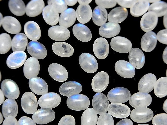 Regenbogenmondstein AA+ ovaler Cabochon 7x5mm 10 Stück