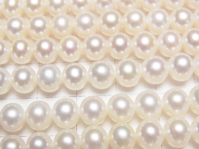 淡水珍珠 AAA 半圓 6.5-8mm 白色 半串或1串珠子 (約15英吋/37公分)