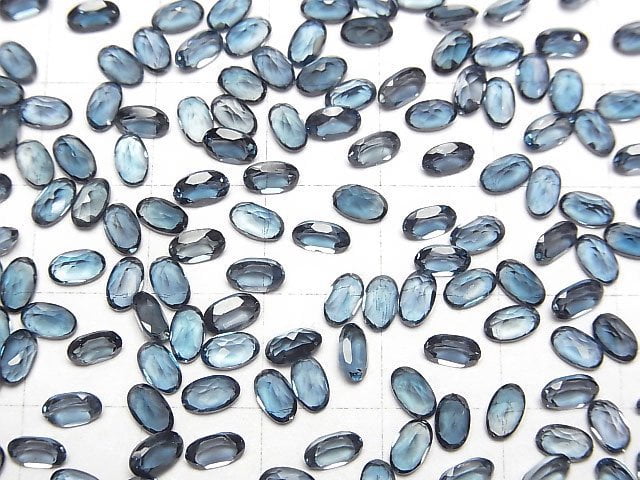 Hochwertiger Londonblauer Topas AAA loser Stein oval facettiert 5x3x2mm 5 Stück