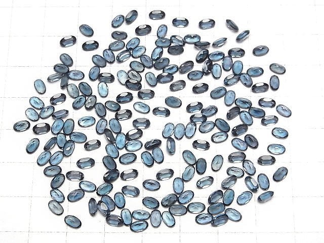 Hochwertiger Londonblauer Topas AAA loser Stein oval facettiert 5x3x2mm 5 Stück