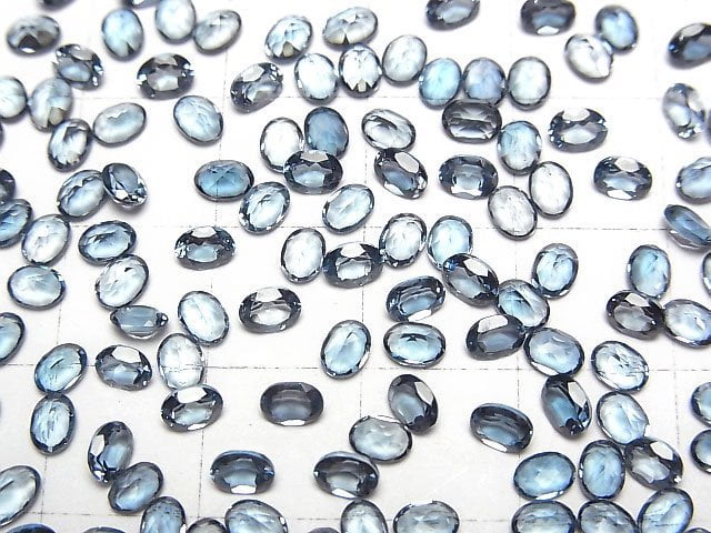 Hochwertiger Londonblauer Topas AAA loser Stein oval facettiert 4x3x2mm 10 Stück