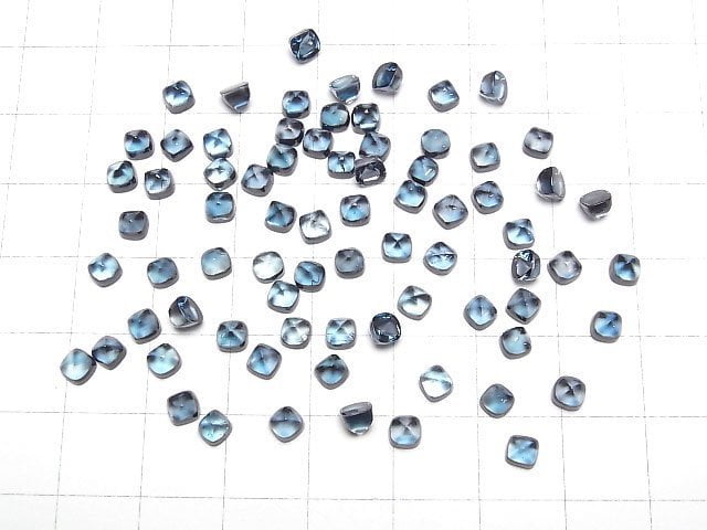 Hochwertiger Londonblauer Topas AAA Zuckerlaibschliff 4x4mm 2 Stück