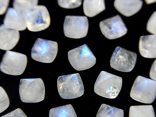 Hochwertiger Regenbogenmondstein AA++ Zuckerlaibschliff 6x6mm 3 Stück