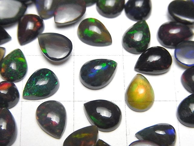High Quality Black Opal AAA Pear Shape Cabochon 8x6mm 4pcs