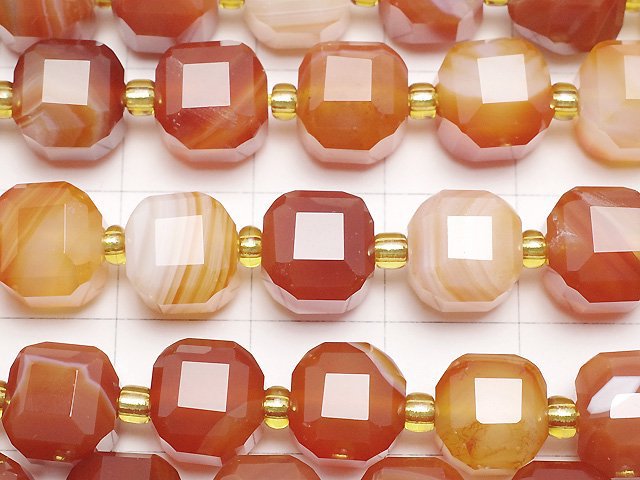 高品質!光玉髓、纏絲瑪瑙 AAA 立方體形狀 8.5x8.5x8.5 公釐 半串或 1 串珠子 (約 15 英吋/36 公分)