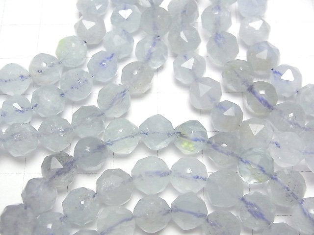 Hochwertig! Aquamarin AA+ Stern facettiert Rund 8mm Armband