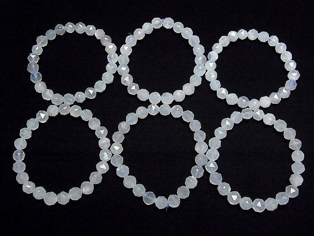 Hochwertig! Aquamarin AA+ Stern facettiert Rund 8mm Armband