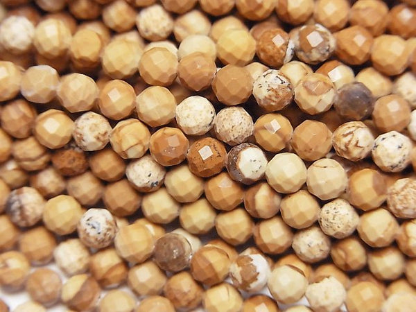 [Video]High Quality! Picture Jasper Faceted Round 4mm 1strand beads (aprx.15inch/36cm)