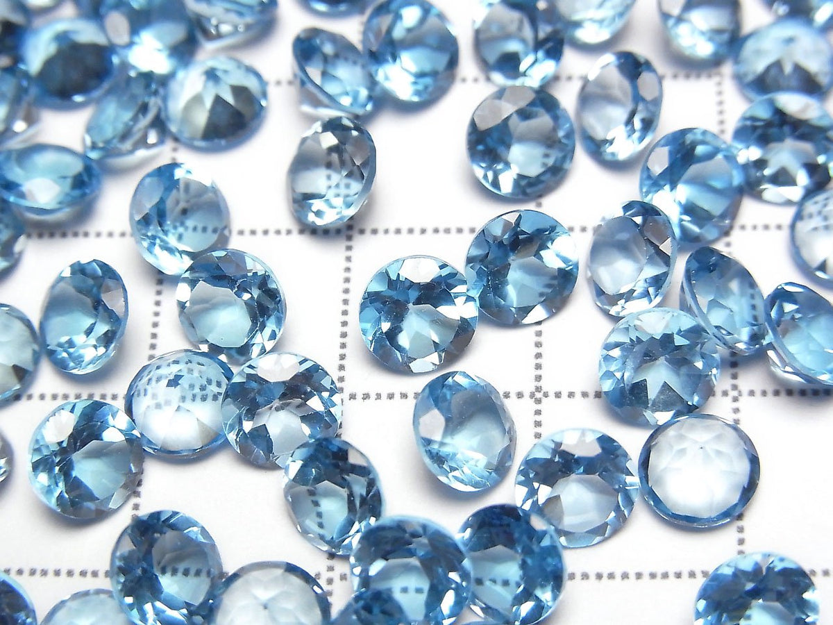 High Quality Swiss Blue Topaz AAA Loose Stone Round Faceted 6x6m 2pcs
