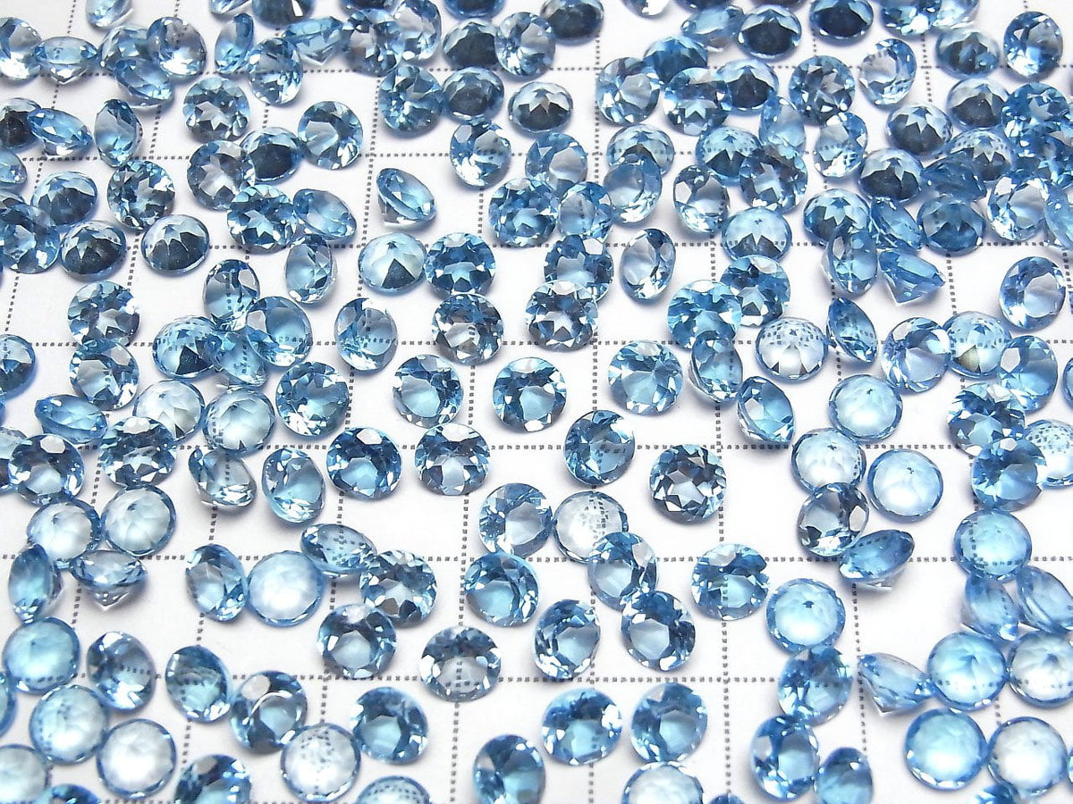 High Quality Swiss Blue Topaz AAA Loose Stone Round Faceted 6x6m 2pcs