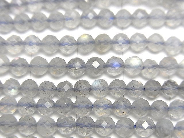 高品質!拉長石 AAA 刻面圓珠 4mm 1串 (約15英吋/37公分)