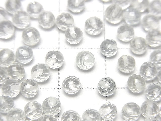 高品質白色托帕石 AAA - 半孔刻面圓形 4mm 5顆