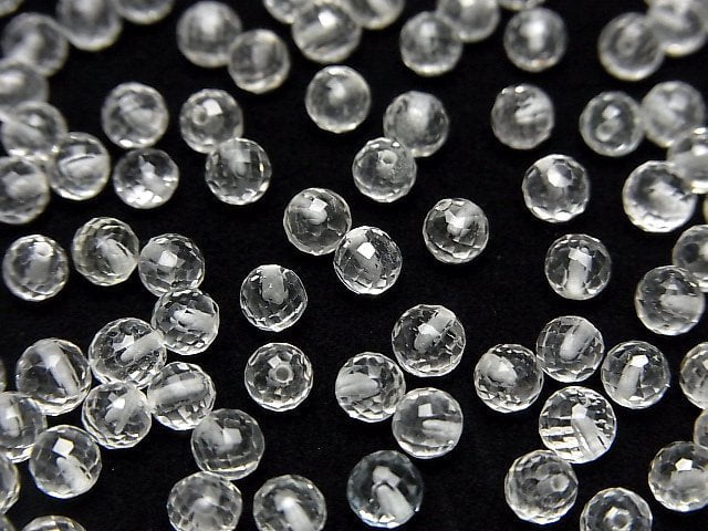 Hochwertiger weißer Topas AAA- halb durchbohrter facettierter Rund 4mm 5 Stück
