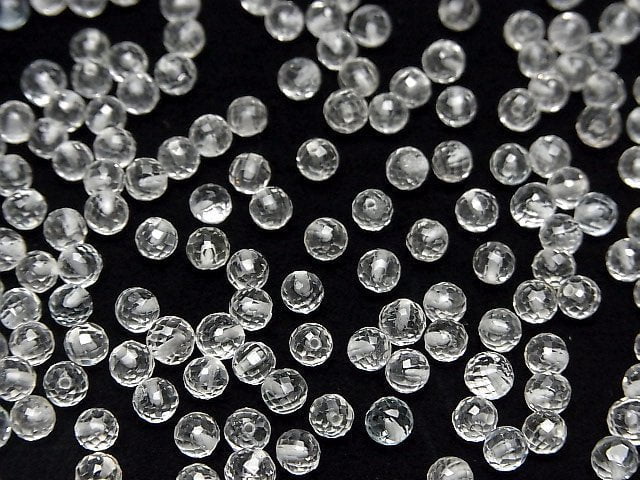 Hochwertiger weißer Topas AAA- halb durchbohrter facettierter Rund 4mm 5 Stück