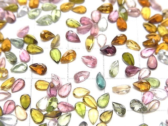 Hochwertiger mehrfarbiger Turmalin AAA lose Stein Birnenform facettiert 5x3mm 10 Stück