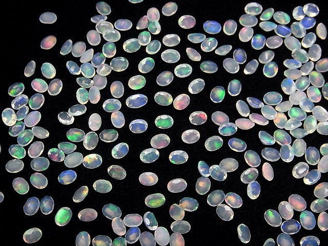 Hochwertiger äthiopischer Opal AA++ lose Stein Oval facettiert 4x3mm 10 Stück