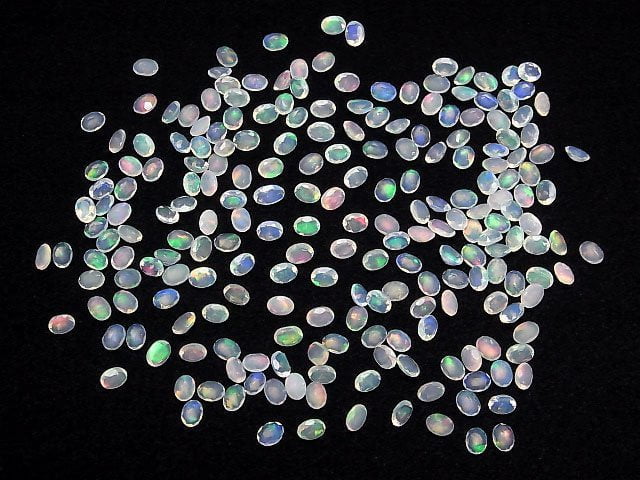 Hochwertiger äthiopischer Opal AA++ lose Stein Oval facettiert 4x3mm 10 Stück