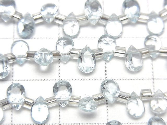 高品質天藍色托帕石 AAA 梨形刻面 6x4mm 半串或 1 串 (38顆)