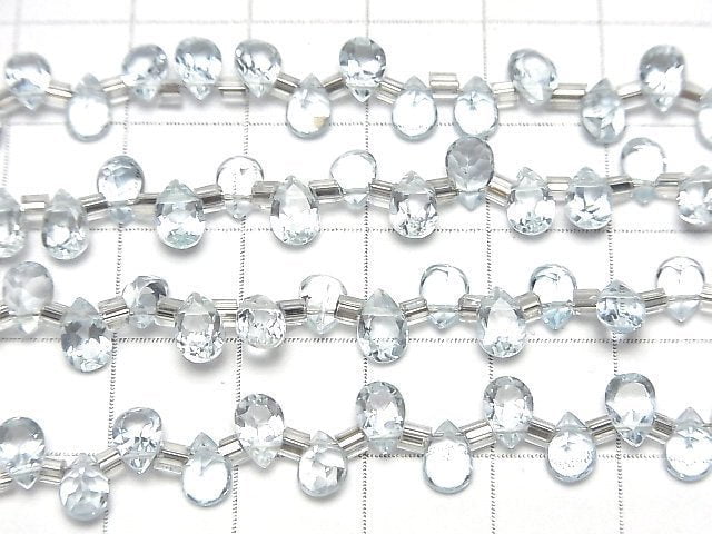 Hochwertiger himmelblauer Topas AAA Tropfenform facettiert 6x4mm halb oder 1Strang Perlen (38Stück)