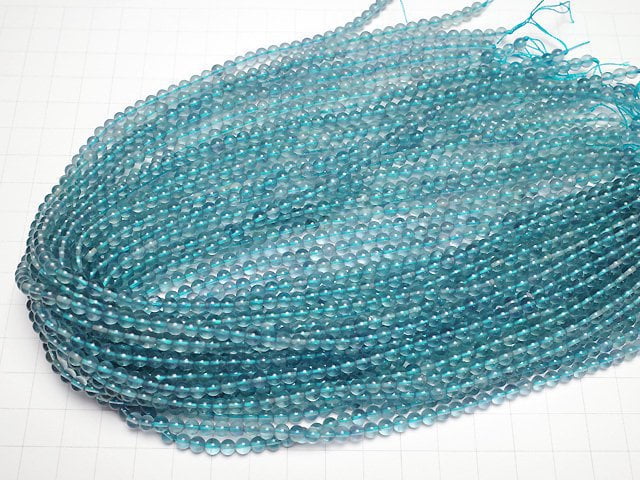 Blaugrüner Fluorit AAA Runde 4mm 1strang Perlen (ca. 15 Zoll/38 cm)