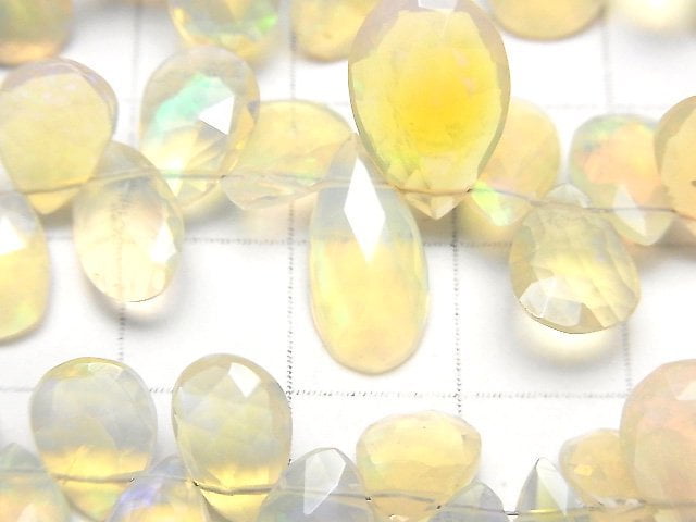 高品質衣索比亞蛋白石 AAA 梨形刻面錐形半串或 1 串珠子 (約 7 英寸/18 公分)